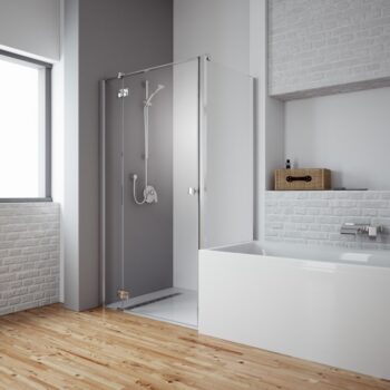 Wizualizacja łazienki z prysznicem oraz wanną