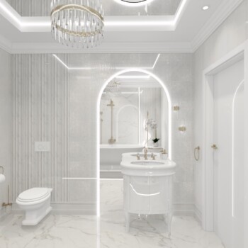 Biała, klasyczna, elegancka łazienka