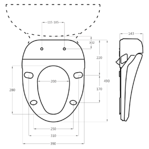 Deska Toaletowa Myjąca DIAMOND – elektroniczna deska bidetowa-wymiary Major&Maker