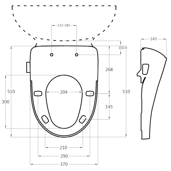 Deska Toaletowa Myjąca RUBINE deska bidetowa na sedes Major&Maker- wymiary