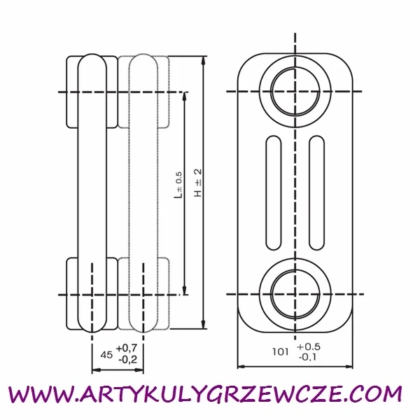 Irsap Tesi 3 1800x180 grzejniki retro rysunek techniczny