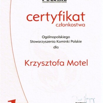 Kominki Polskie - Certyfikat członkostwa