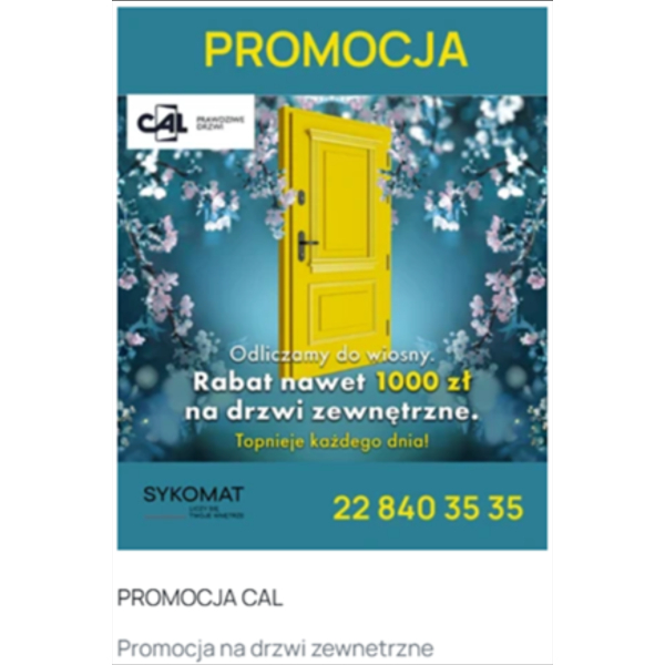 Promocja CAL - SYKOMAT - drzwi zewnętrzne
